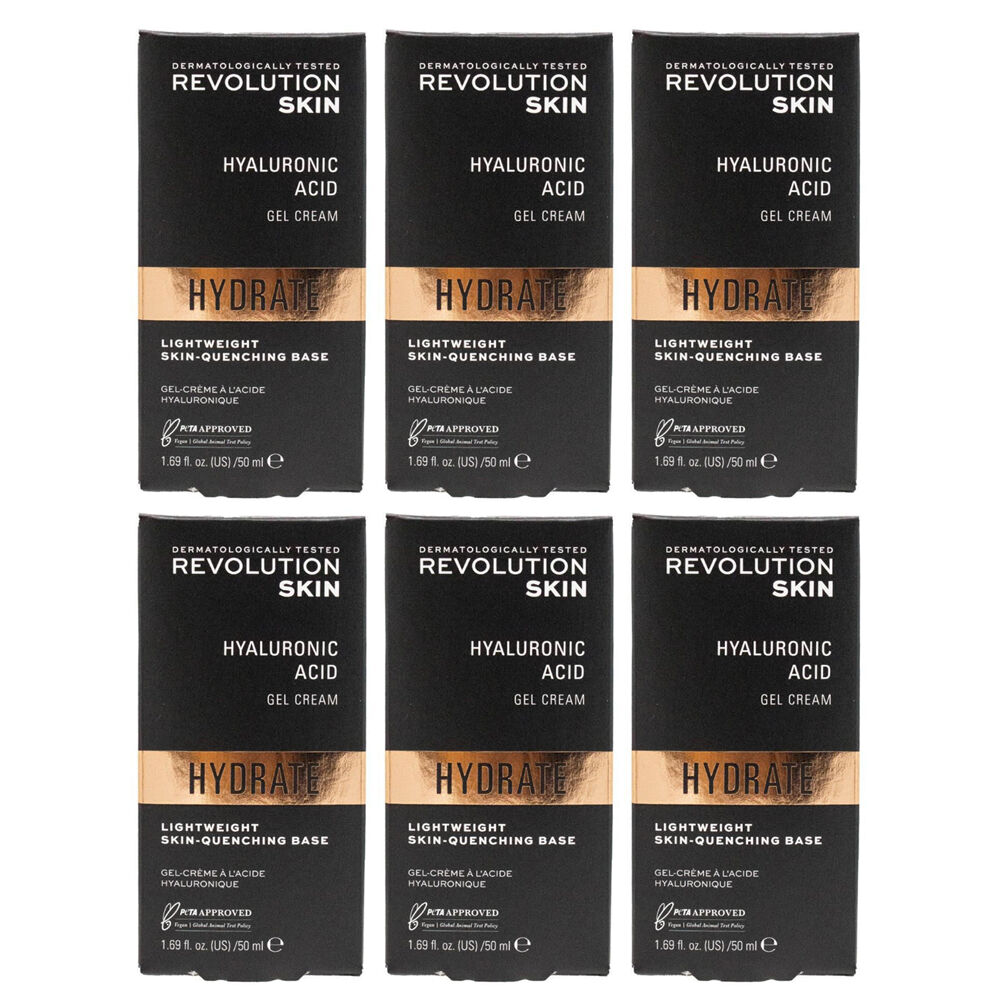 6PK Revolution Hyaluronic Acid Hydrating Gel Cream Skin Face Care 50ml