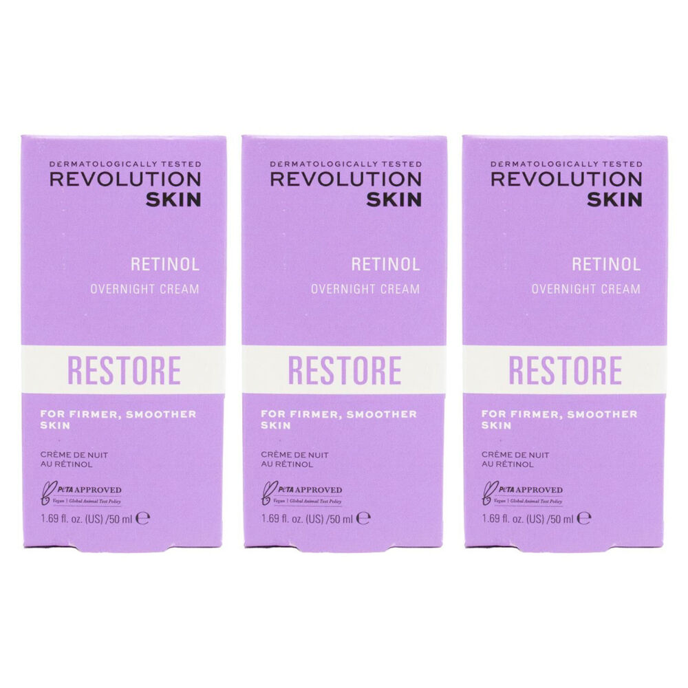 3PK Revolution 50ml Anti-Aging Retinol Overnight Cream Restore Face Skin Care