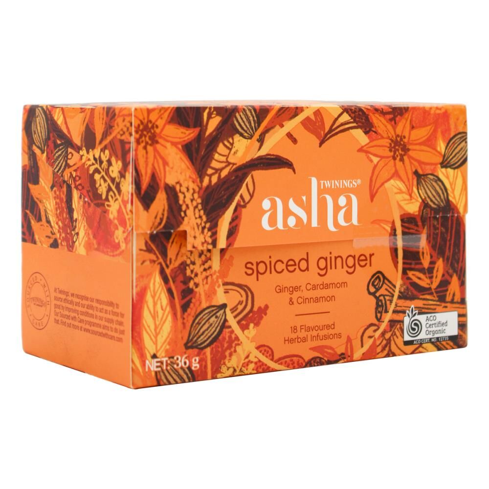 216pc Twinings 36g Asha Spiced Ginger Cardamom & Cinnamon Herbal Infusions