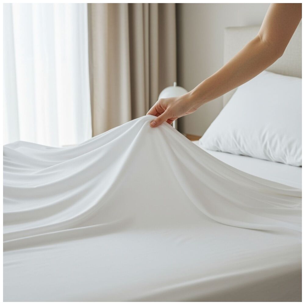 Grosvenor House 400TC Plain Dyed Bamboo Cotton Bed Sheet Sets White