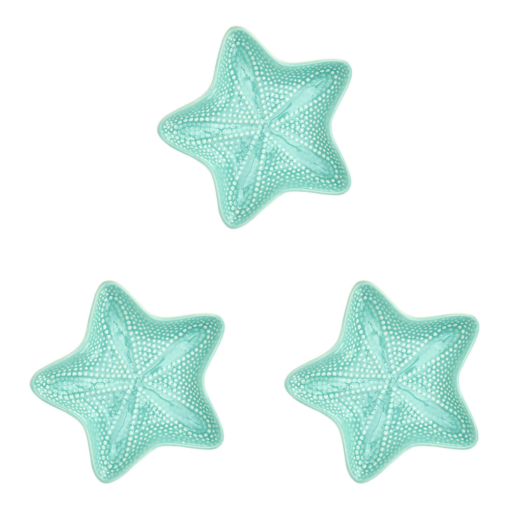 3PK Annabel Trends Ceramic Starfish Dish 15cm Small - Aqua