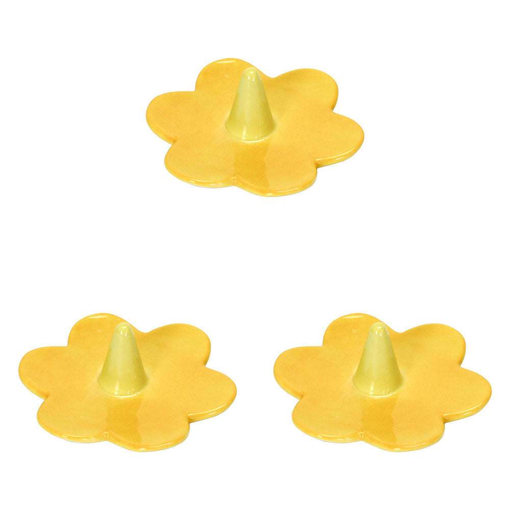 3PK Annabel Trends Daisy Ceramic Ring Holder 9x3cm - Yellow