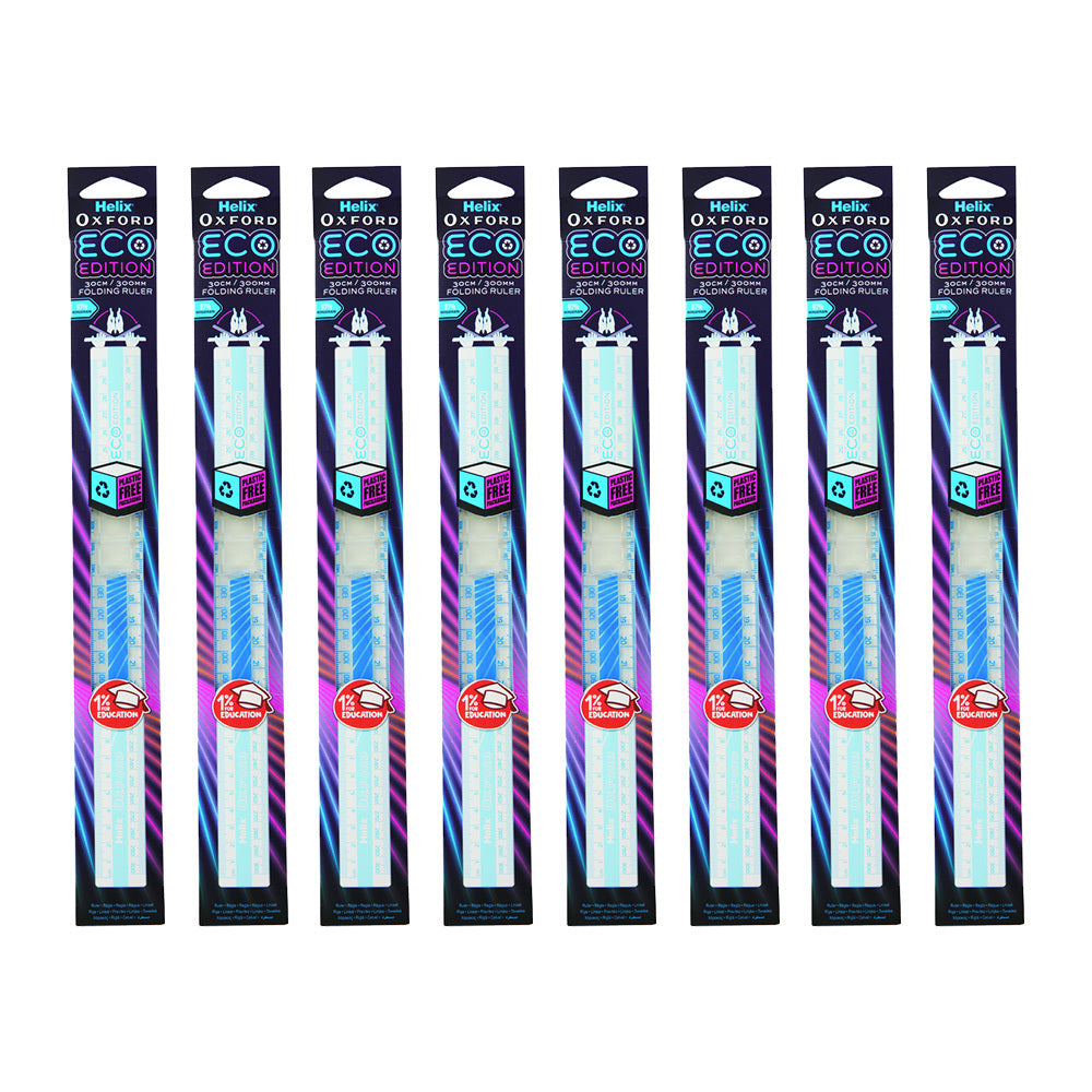 8PK Helix Oxford Cyber Eco Edition 30cm Folding Ruler Matrix