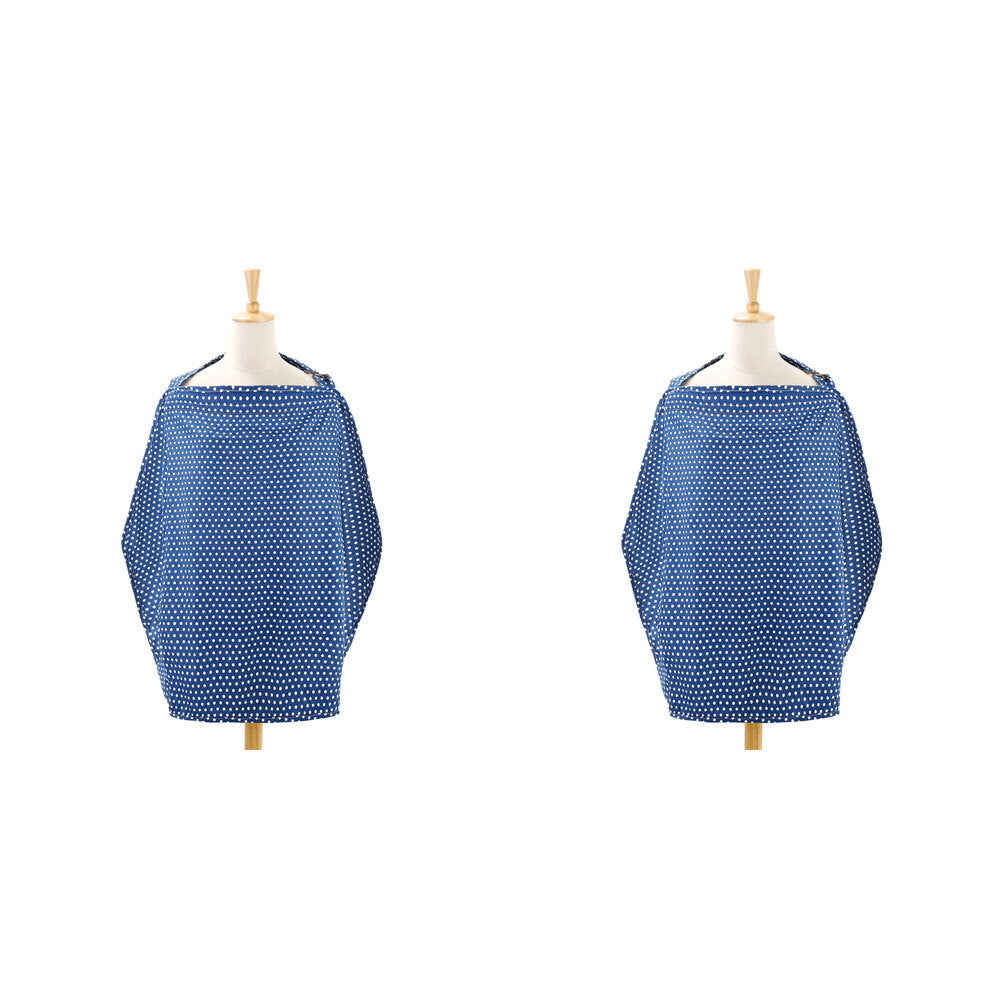 2PK The Peanutshell 92cm Cotton Nursing Cover Navy Dot