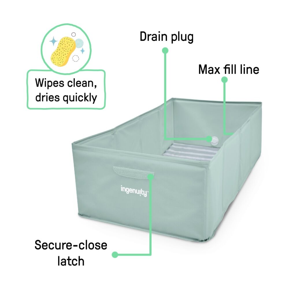 Ingenuity Portable TuckAway Travel Baby Bath Tub 12m+ 21x39cm