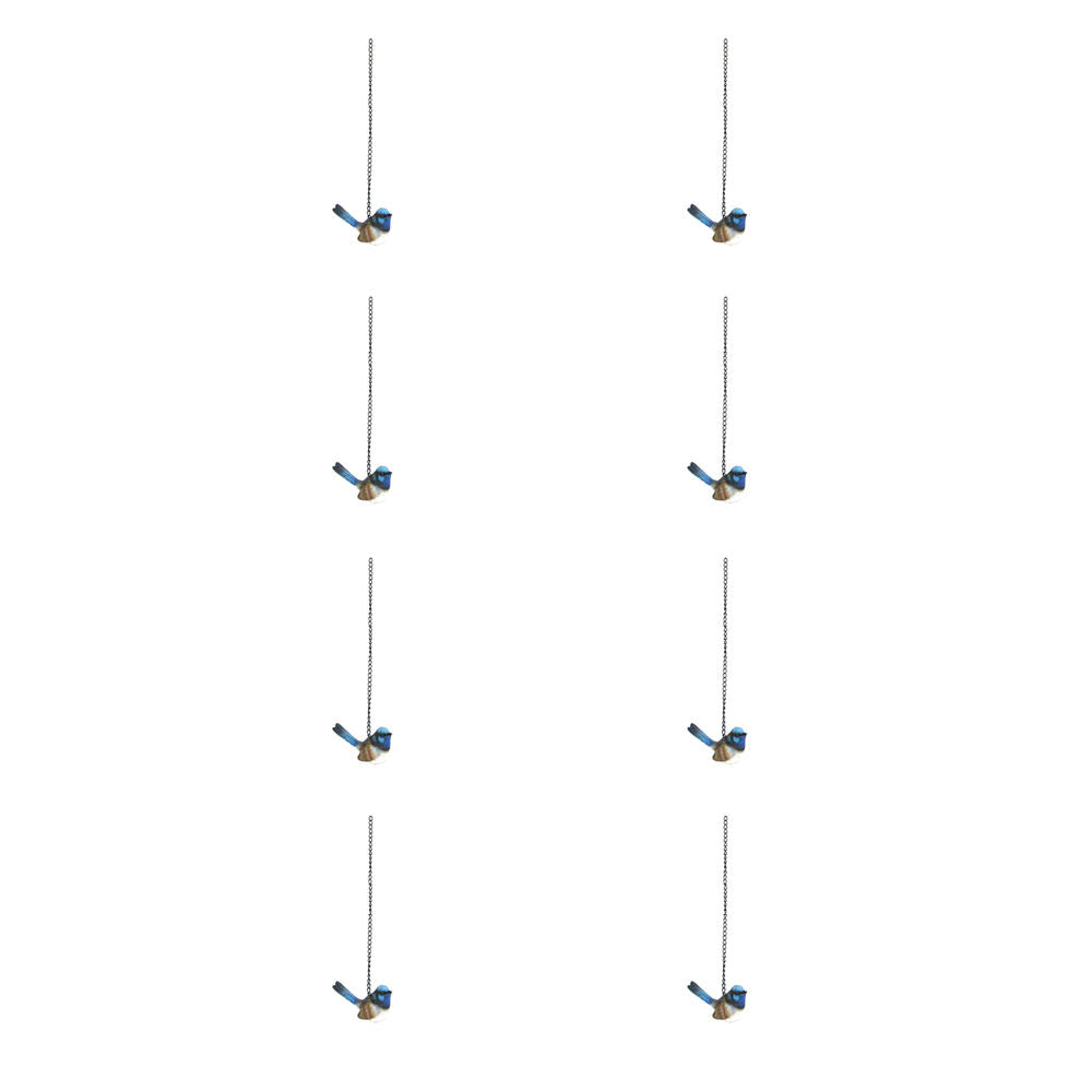 8PK Fairy Wren Garden Hanging Ornament Decor 8x5cm - Blue