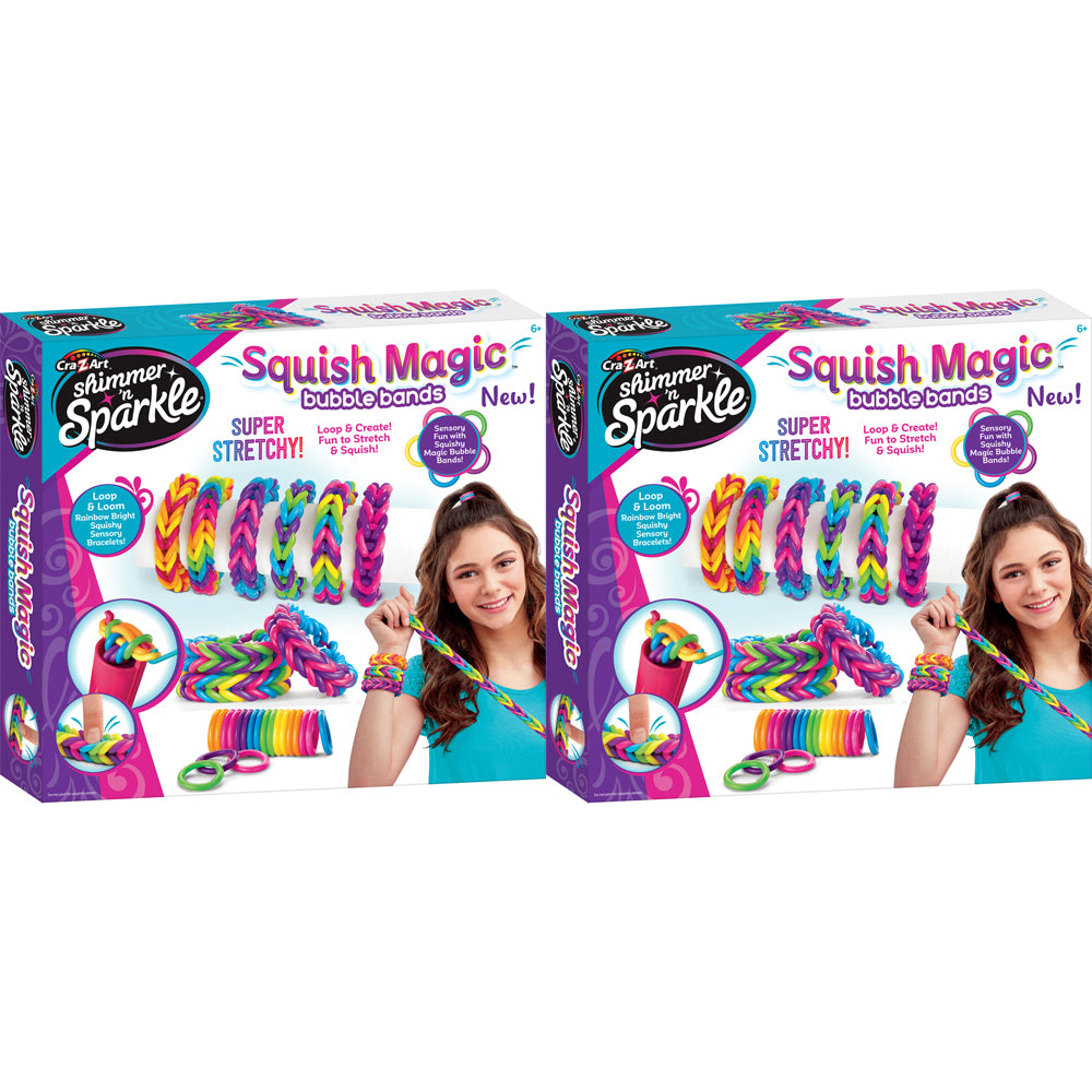 2PK Shimmer 'n Sparkle Kids/Children Squish Magic Bubble Rubber Bands 8y+