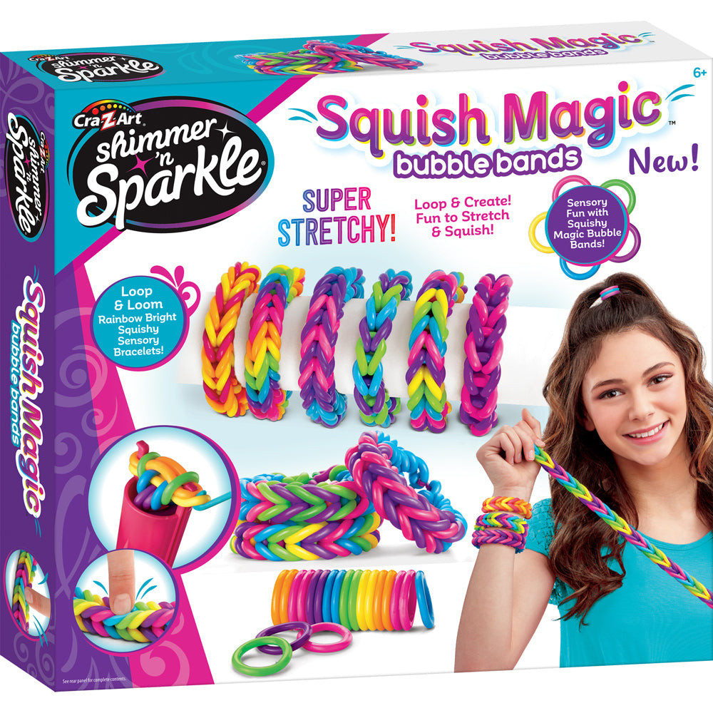 2PK Shimmer 'n Sparkle Kids/Children Squish Magic Bubble Rubber Bands 8y+