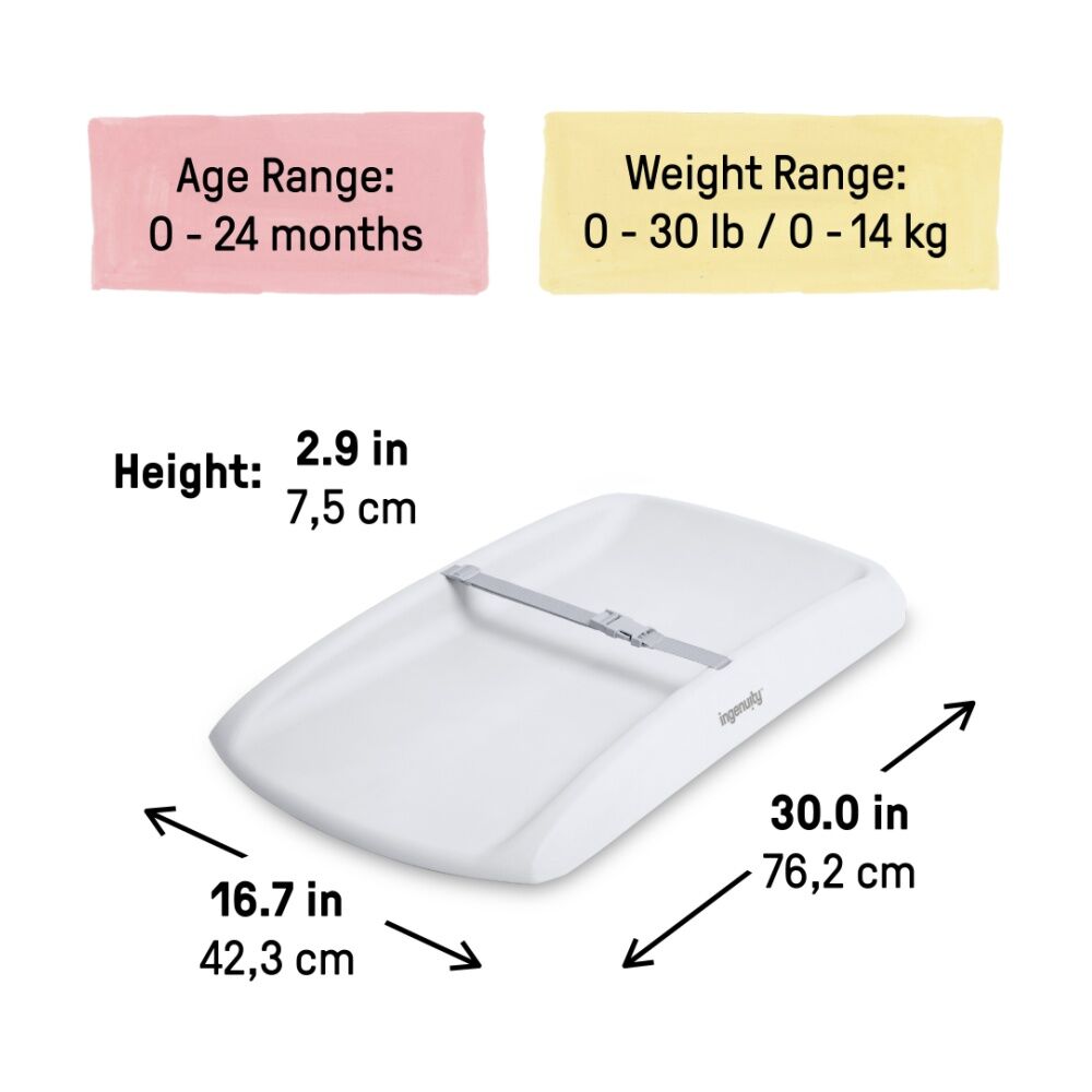Ingenuity Portable Comfy Clean Baby Nappy Changing Pad Mat 0m+