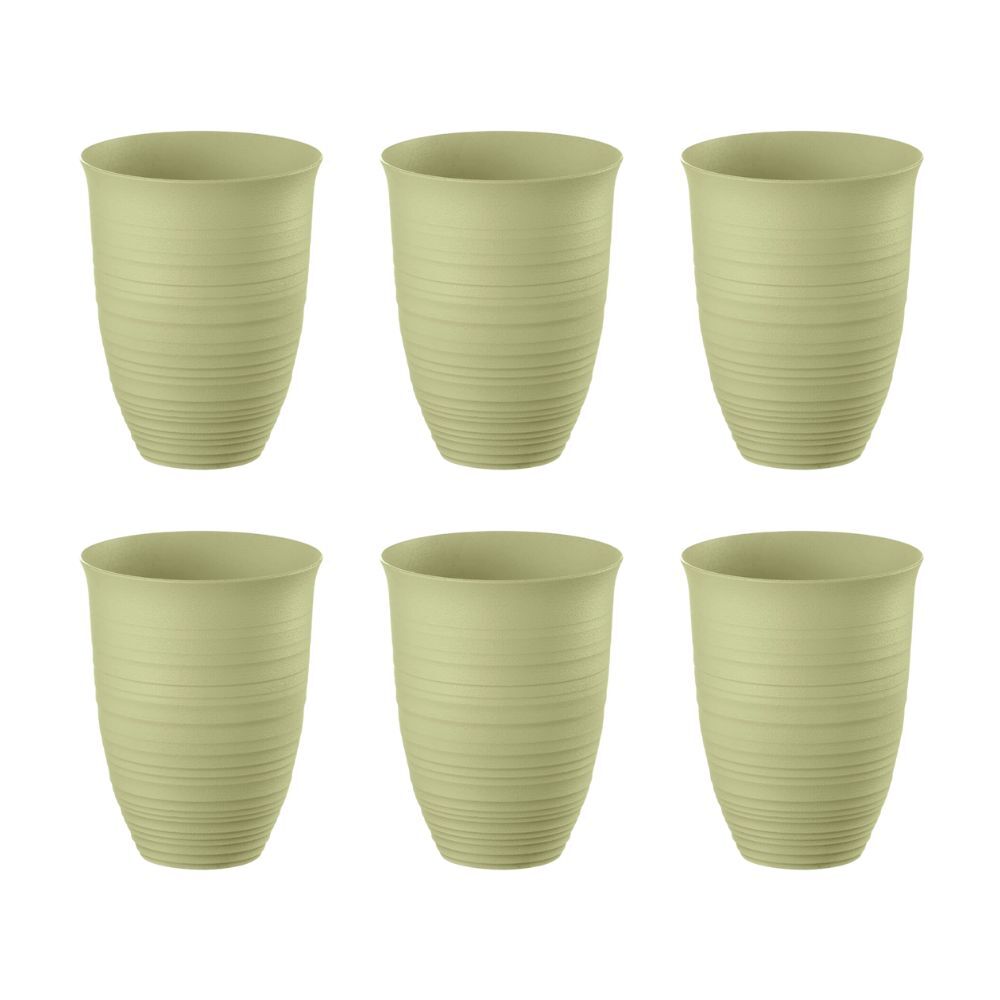 6PK Guzzini Earth Tierra Plastic Tall Tumbler Drinking Cup 520ml 12.4cm Green