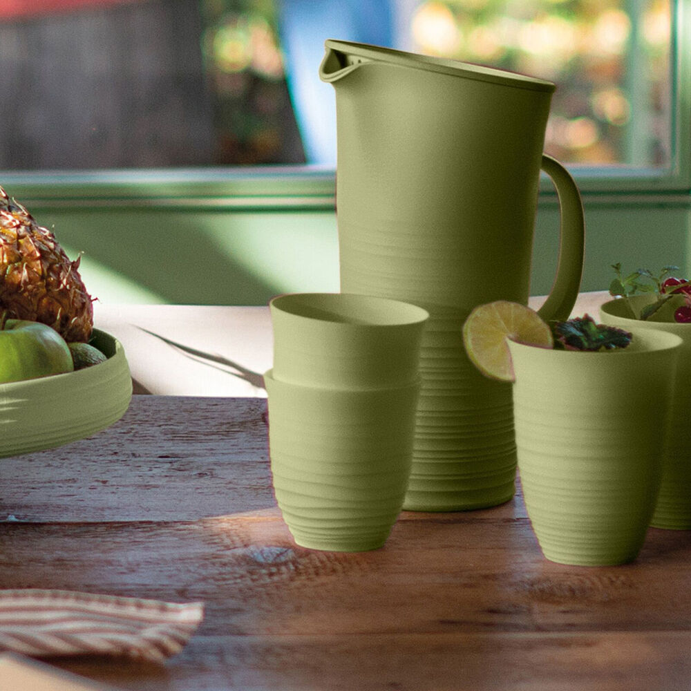 6PK Guzzini Earth Tierra Plastic Tall Tumbler Drinking Cup 520ml 12.4cm Green