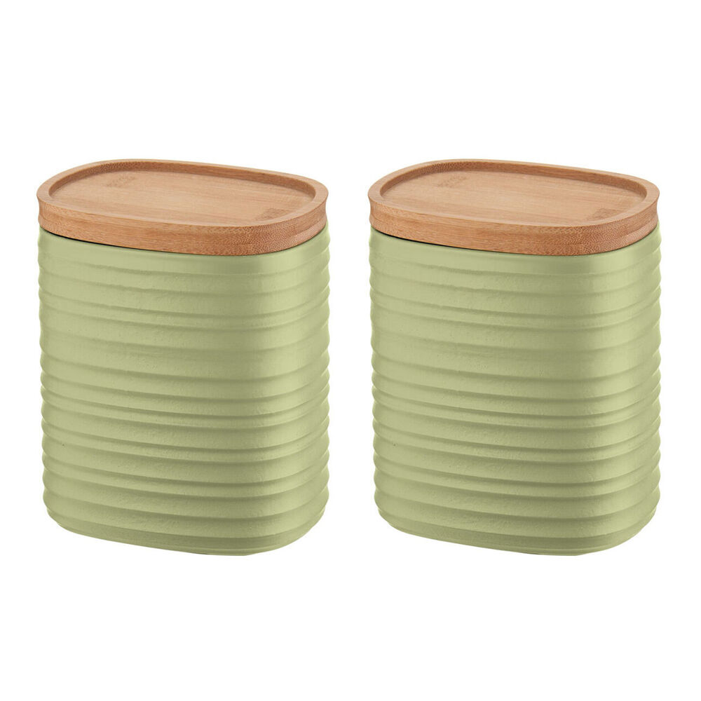2PK Guzzini Earth Tierra Food Storage Container Jar w/ Lid 1L Medium Green