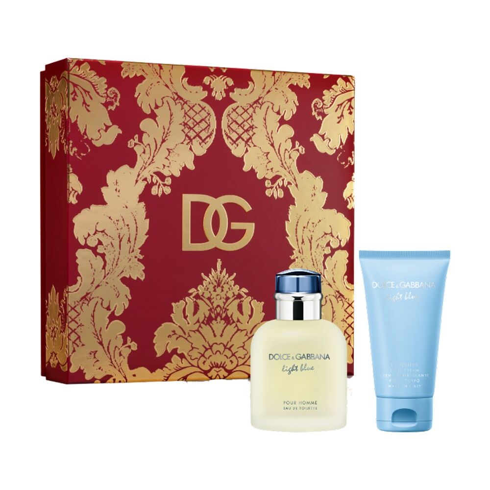 2pc Dolce & Gabbana Light Blue Homme Men 75ml EDT 50ml Body Cream Gift Set