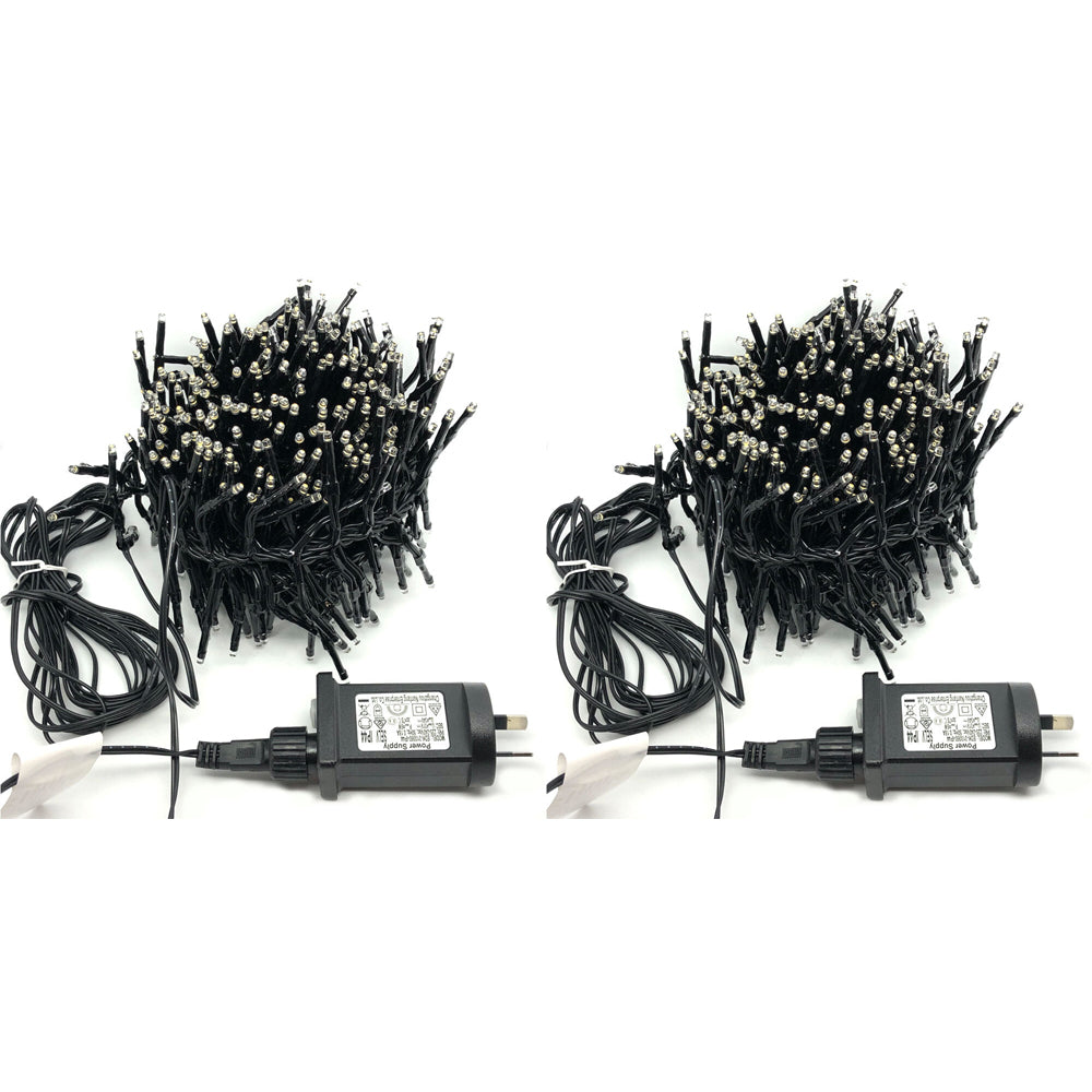 2PK Carter 576 LED 3mm 9.5m String Lights White Wall Plug