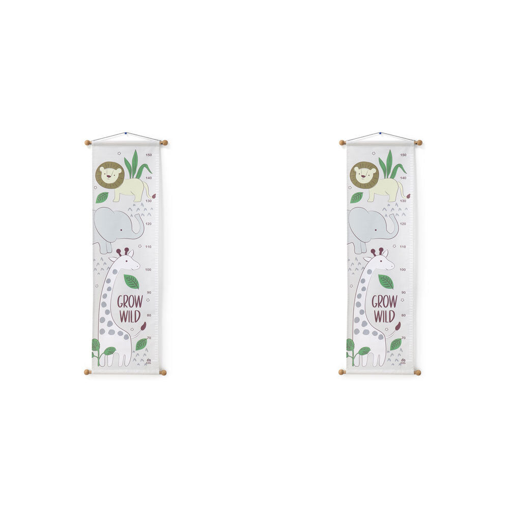2PK The Peanutshell 101cm Canvas Growth Hanging Chart Safari