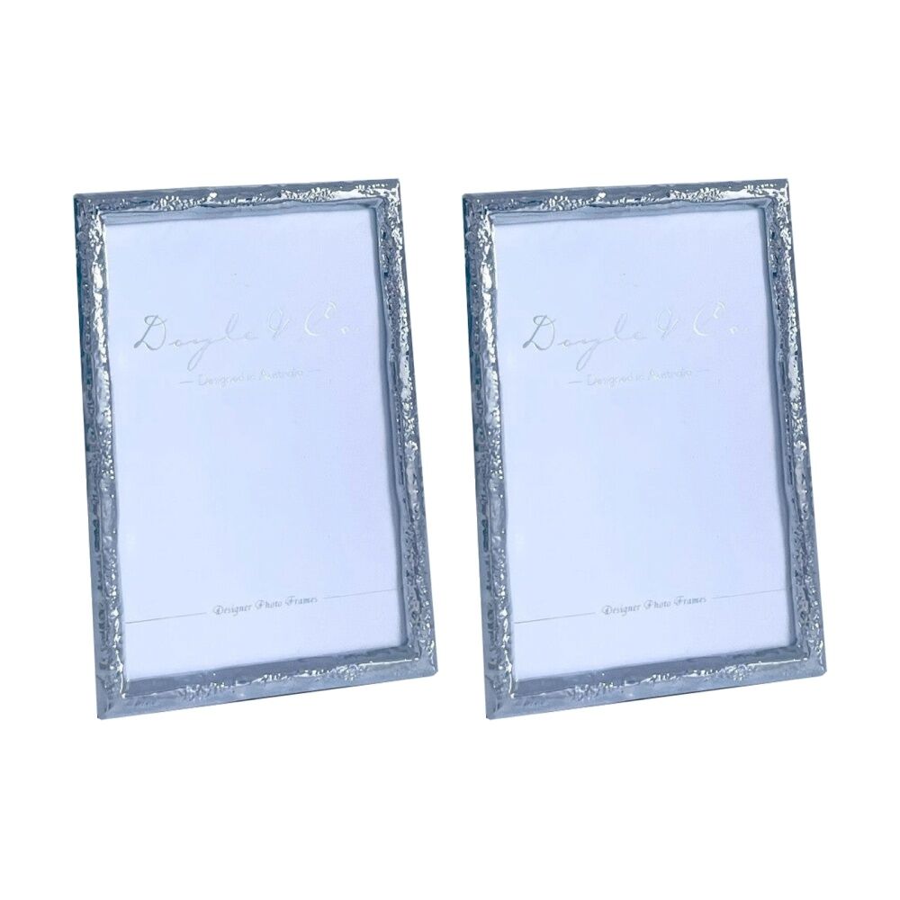 2PK SS Collective Silver Textured Drift Rectangle Photo Frame 4x6