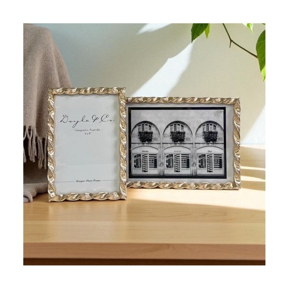 SS Collective Gold Elegant Textured Twirl Rectangle Photo Frame 5x7