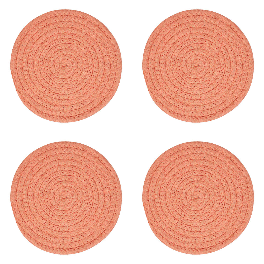 4PK Annabel Trends Rope Trivet Round 20cm Large - Coral
