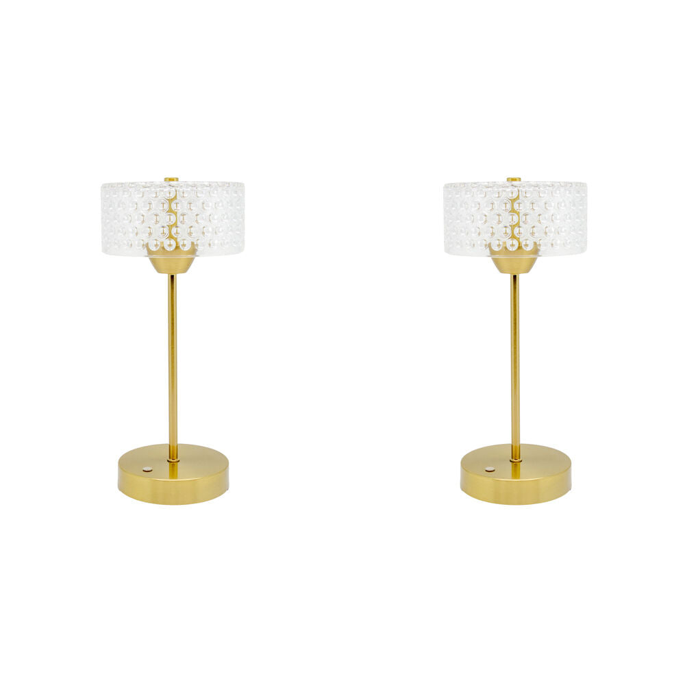 2PK Boyle Rechargeable LED Table Lamp with Acrylic Drum Shade 15x15x32cm