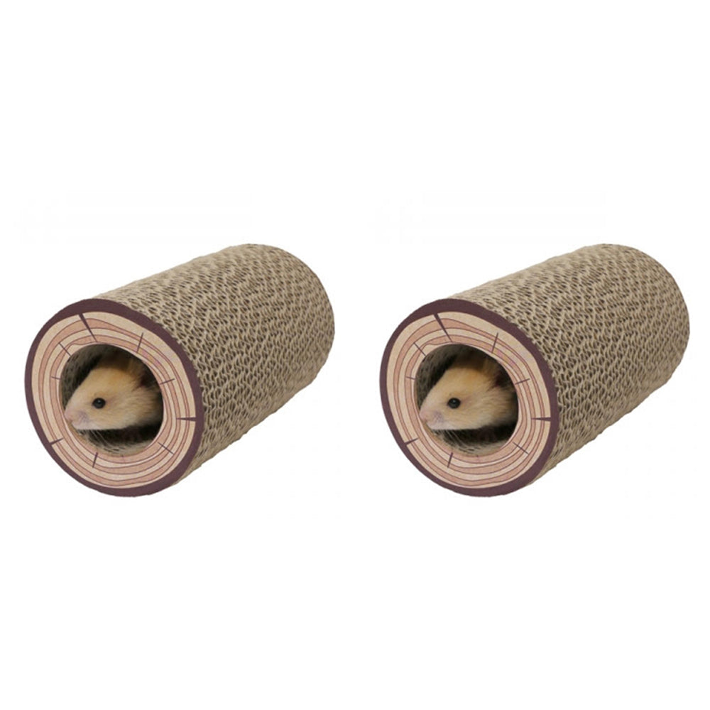 2PK Rosewood 18cm Shred-A-Log Wooden Corrugated Tunnel Fun Play Pet/Dog Toy Natural