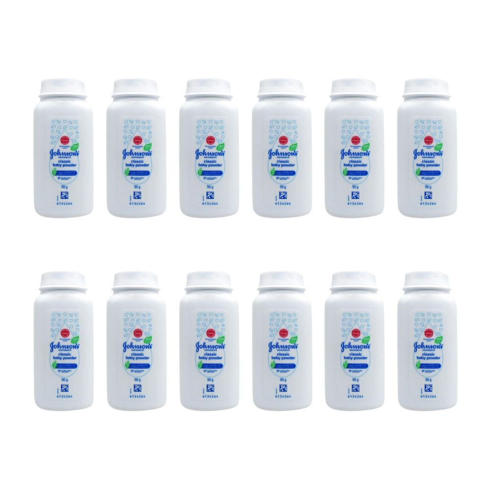 12PK Johnson's Classic Baby Powder Cornstarch 50g Gentle & Soothing Skin Care