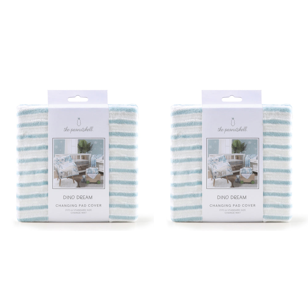 2PK The Peanutshell Dino Dreams Stripe Changing Pad Cover Baby Nursery Decor