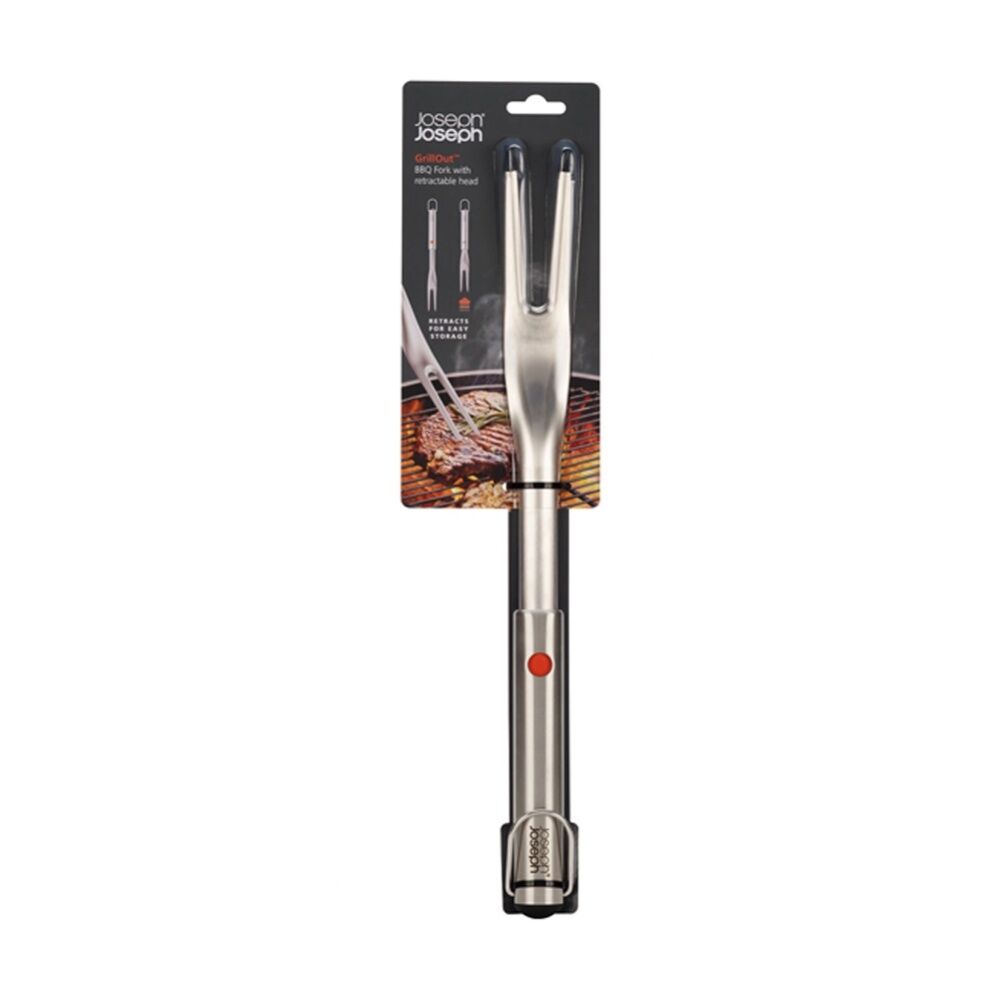2PK Joseph Joseph GrillOut BBQ Tool Sharp Fork With Retractable Head Steel