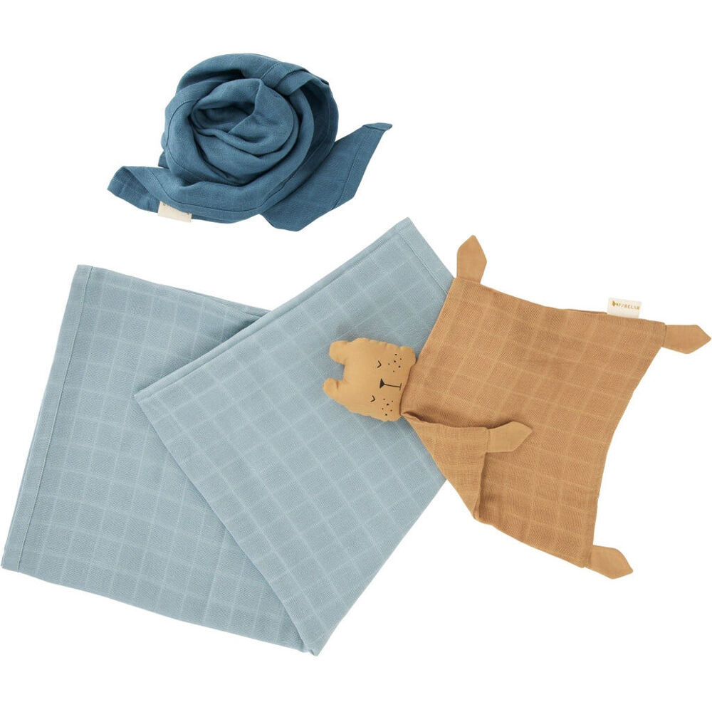 Fabelab 100% Cotton Newborn Baby Swaddle Muslin Gift Box Cottage Blue Mix