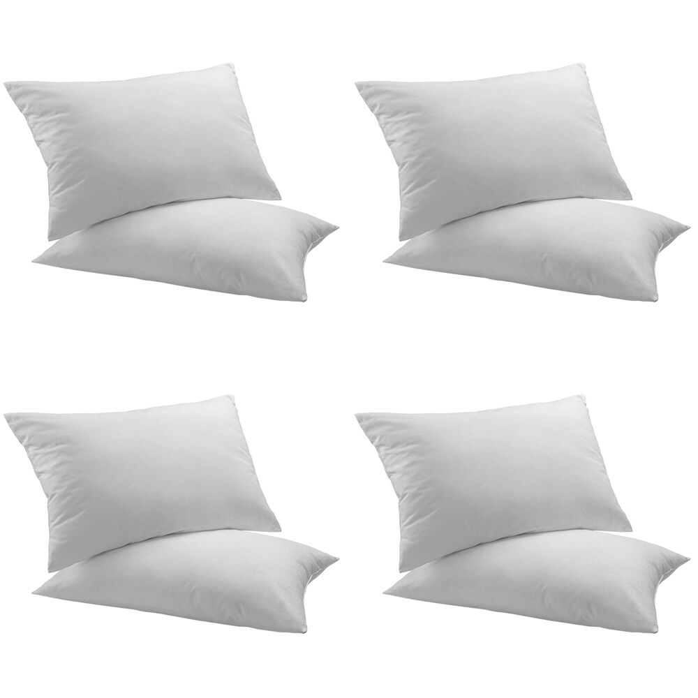 4x 2pc Royal Comfort Duck Feather & Down Cotton Bedding Pillow 50x75cm - White