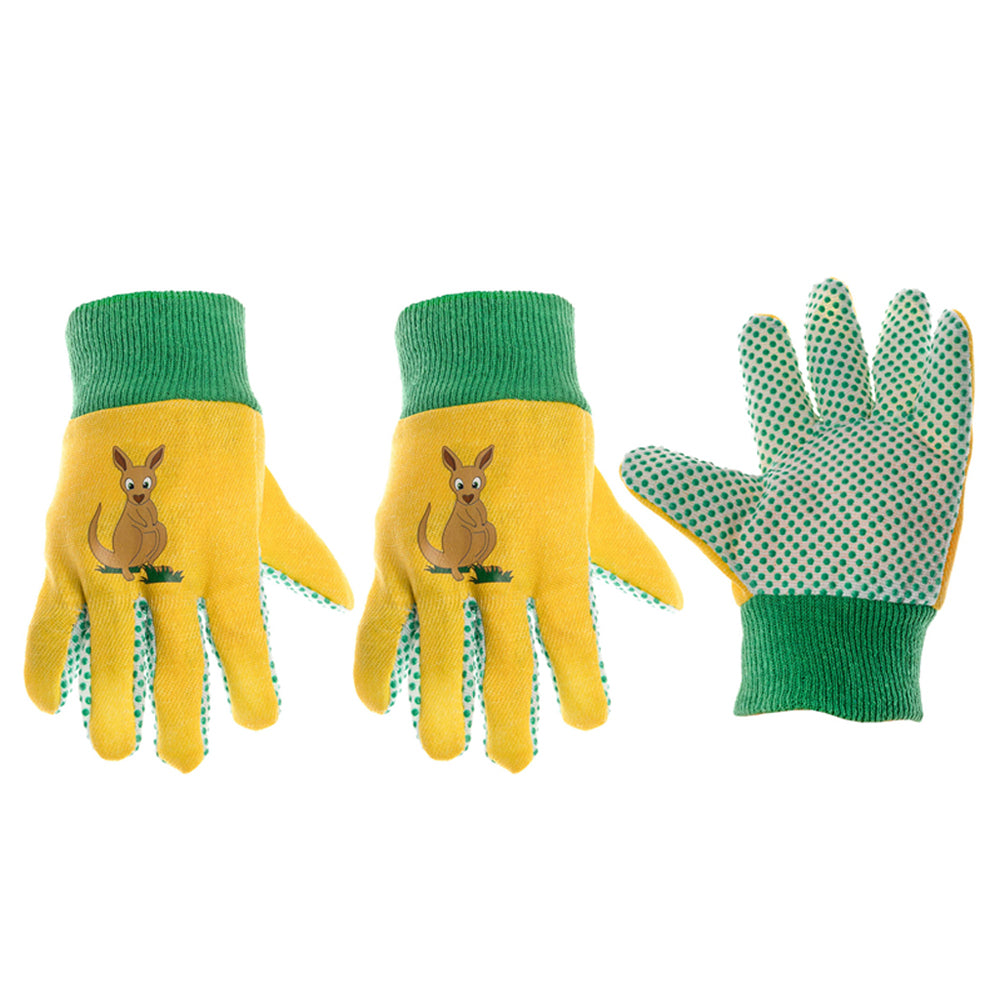 3x Cyclone Kids Cotton Gardening Gloves Kangaroo Planting 3y+