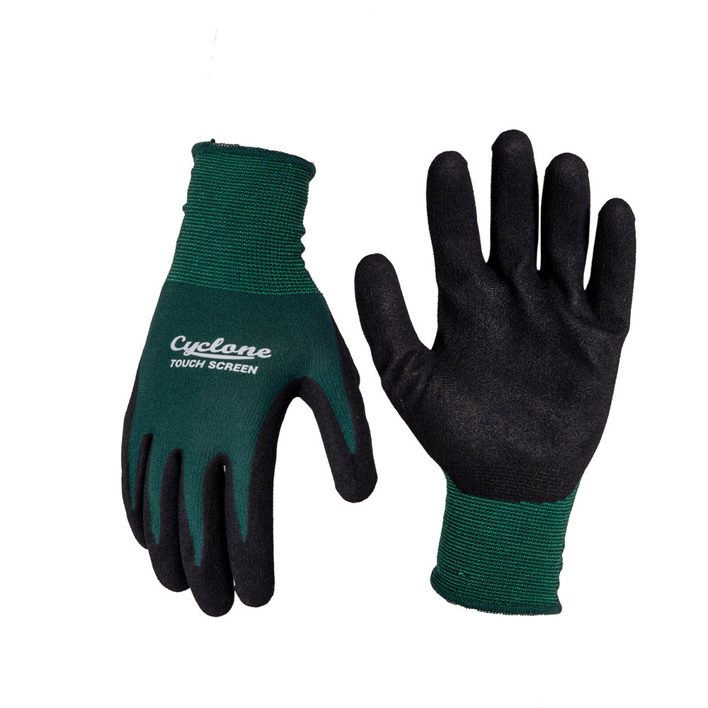 3PK Cyclone Size Small Gardening Gloves Touch Screen Compatible Nylon Green/Black