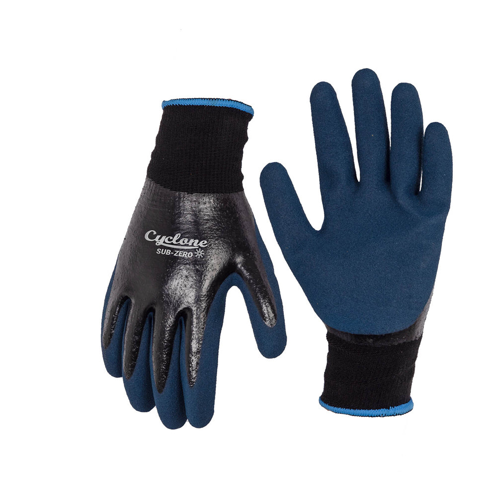 2PK Cyclone Size XL Gardening Gloves Sub Zero Nylon/Dipped Nitrile Black/Blue