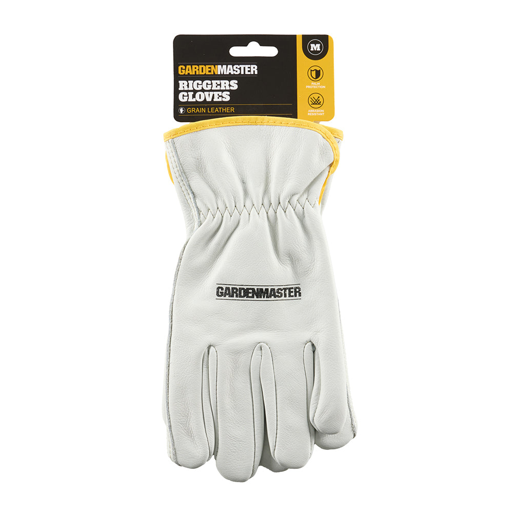 2x Pairs Gardenmaster Leather Abrasion Resistant Riggers Gloves Medium