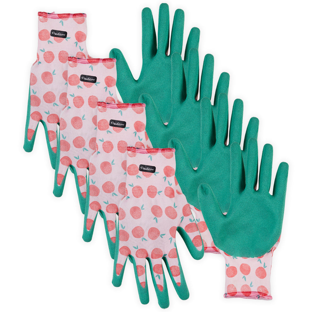 4PK Cyclone Pom Patterned Dipped Gardening Gloves Pair