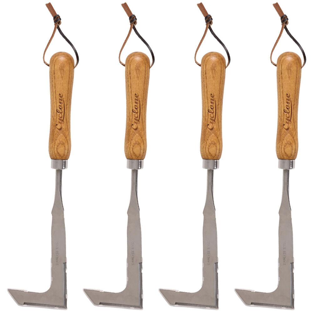 4PK Cyclone Stainless Steel Patio Hand Weeder Garden Tool 33x7.5cm