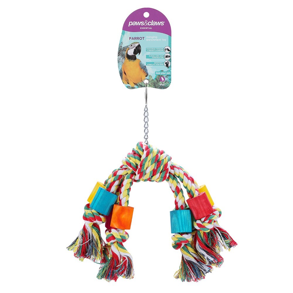 2x Paws & Claws 22x8cm Rope Dangler Parrot Pet/Bird Toy