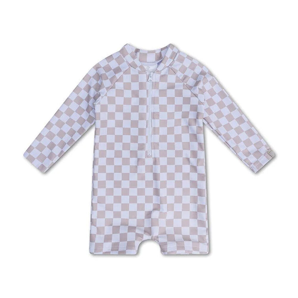 Swim Essentials UV Long Sleeved Swimsuit Rashguard Sand Check Kids Size