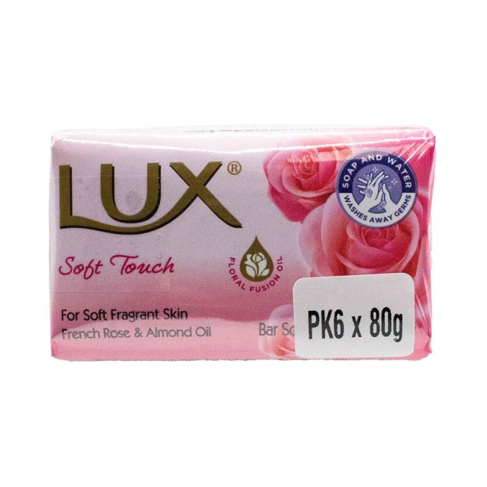 8x 6PK Lux Soft Touch Soap Bar Floral Scent w/French Rose Almond Oil 80g