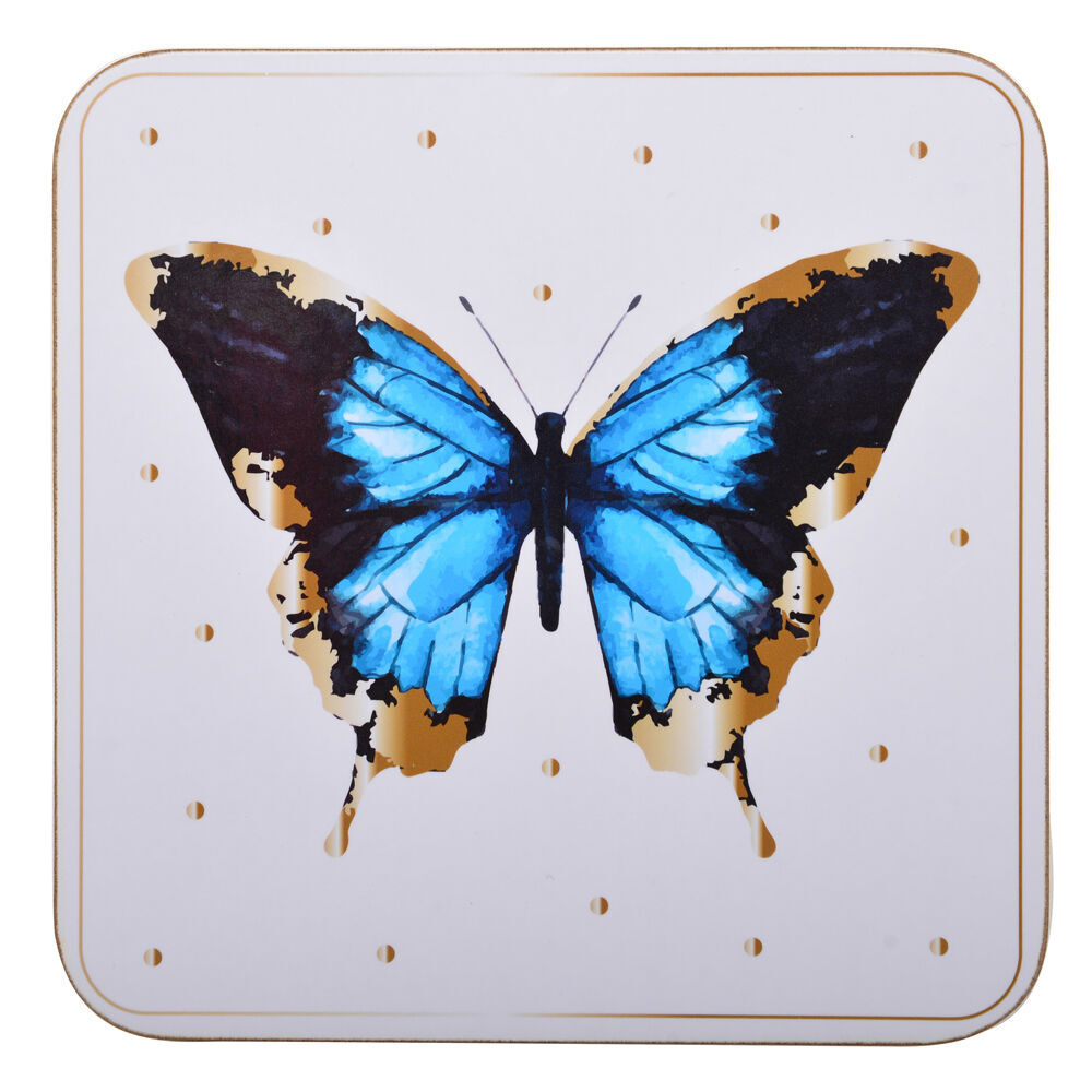6x 4pc Gibson Gifts Kaleido Butterfly Cork-Backed Coasters Set
