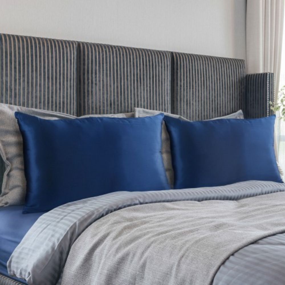 4PK Royal Comfort Pure Silk Pillowcase Single Pack Pillow Case - Navy