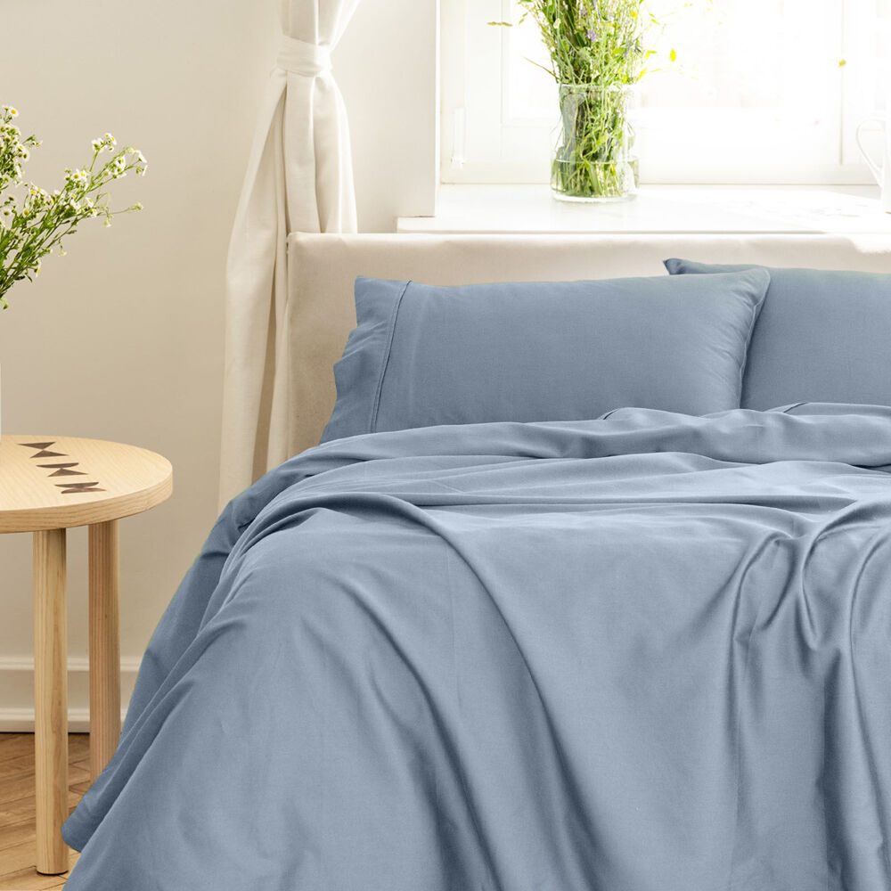 Royal Comfort Balmain Bed Sheet Set 1000TC Bamboo Cotton Blue Fog