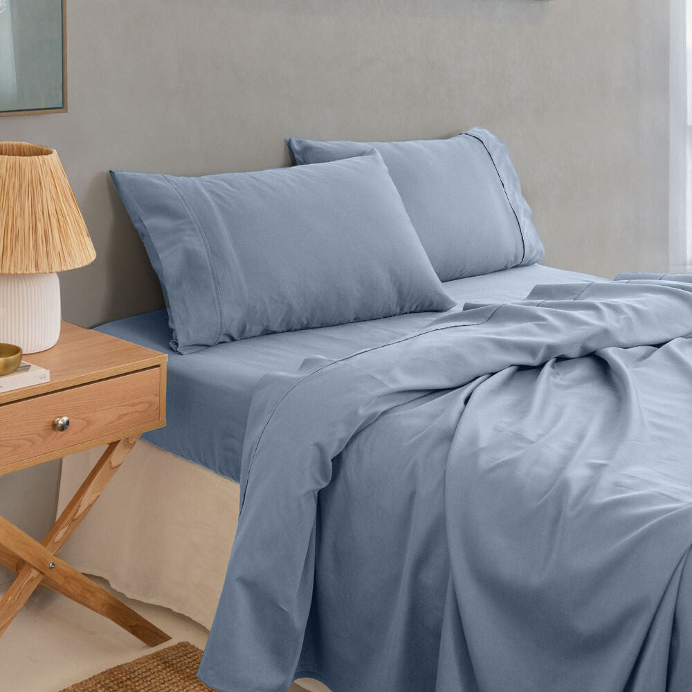 Royal Comfort Balmain Bed Sheet Set 1000TC Bamboo Cotton Blue Fog