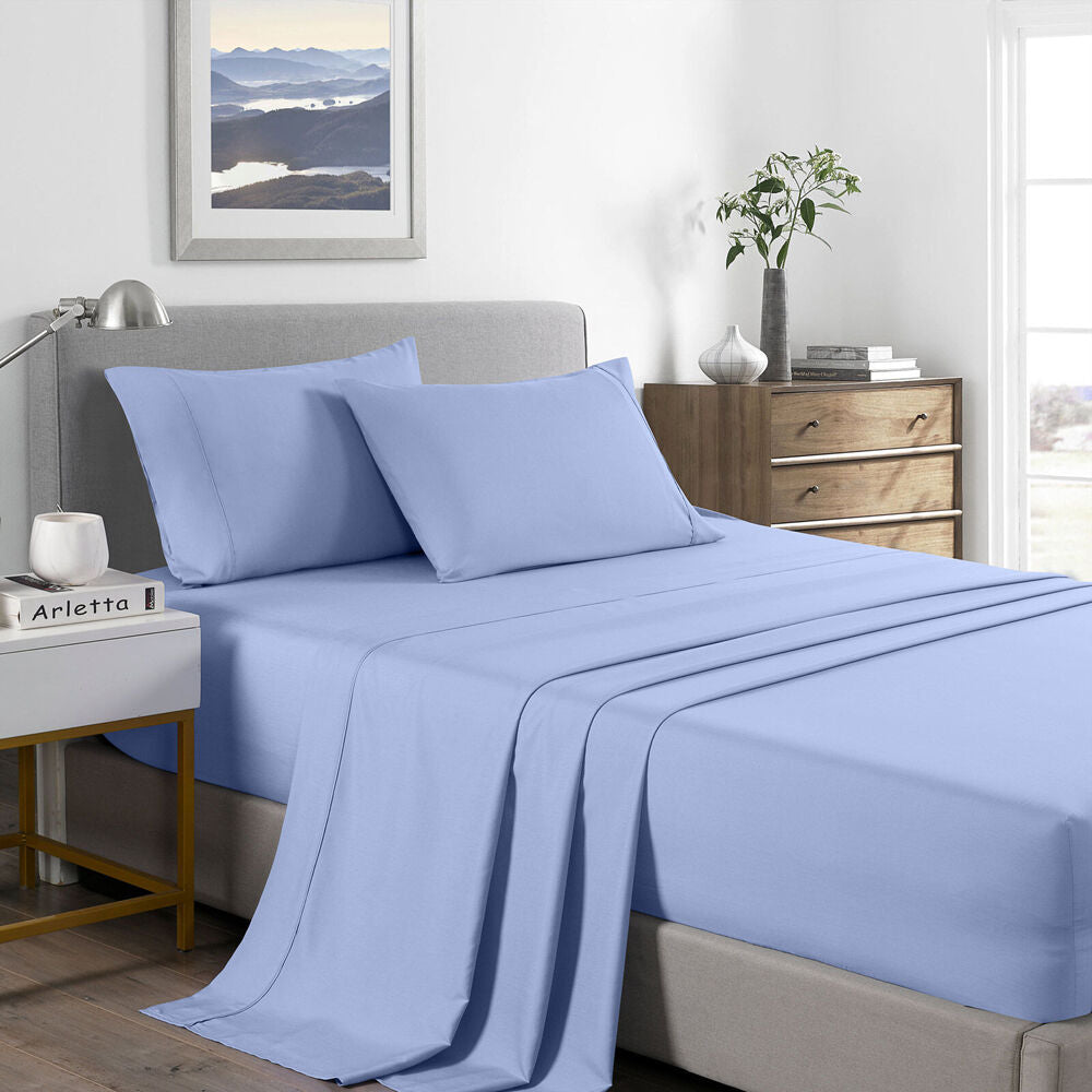 Royal Comfort Bed Sheet Set Bamboo Cooling 2000TC Light Blue