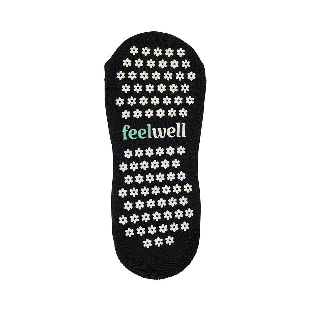 4PK Annabel Trends Womens Feel Well Anti Slip Pilates Socks - Black
