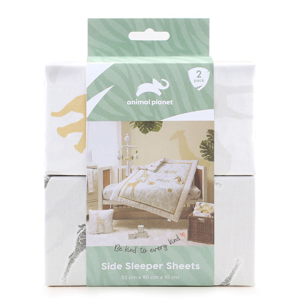 2pc Animal Planet Baby Side Sleeper Sheets Be Kind To Every Kind Giraffe 90cm