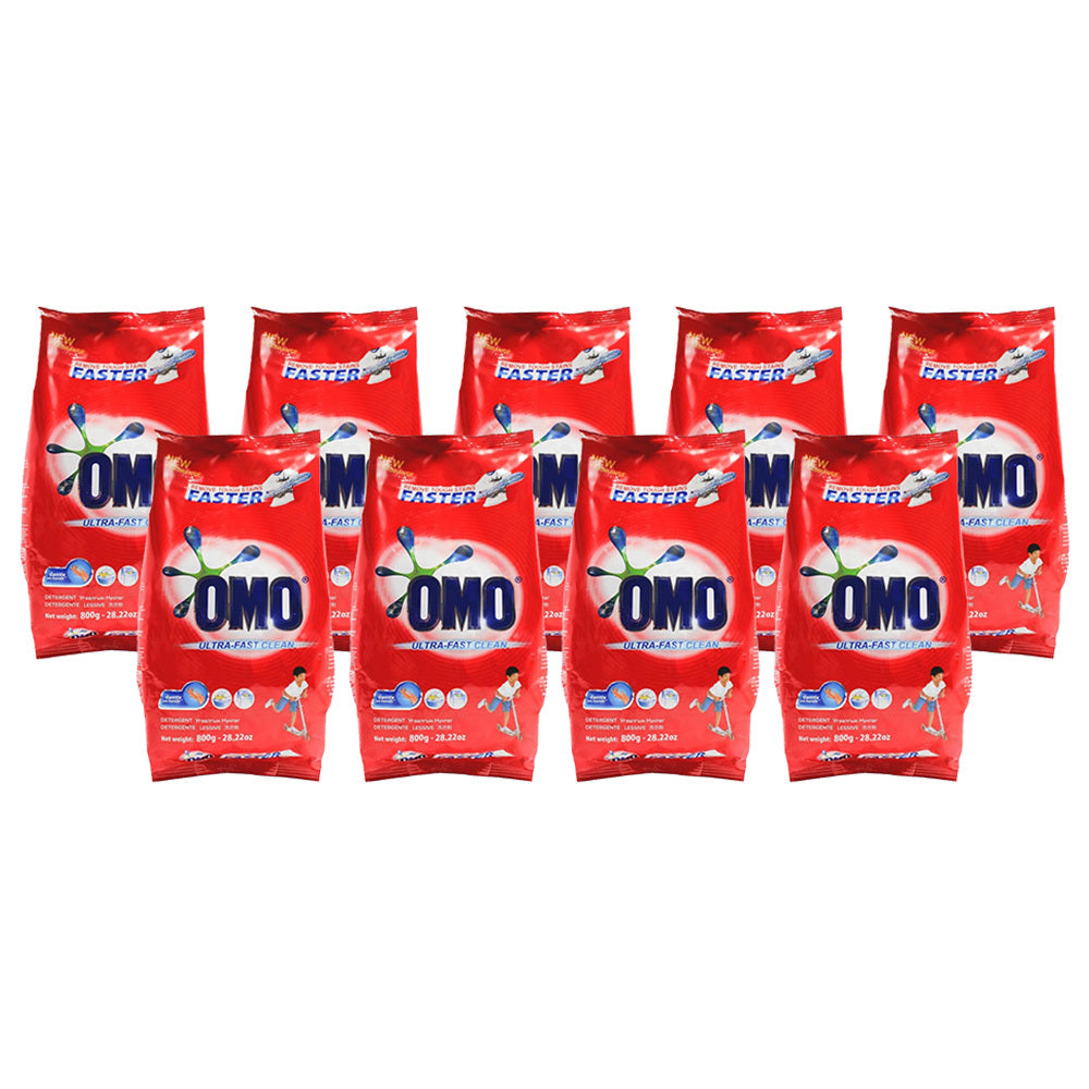 9PK Omo Laundry Detergent Powder Ultra Fast Clean Hand Wash + Top Loader 800g