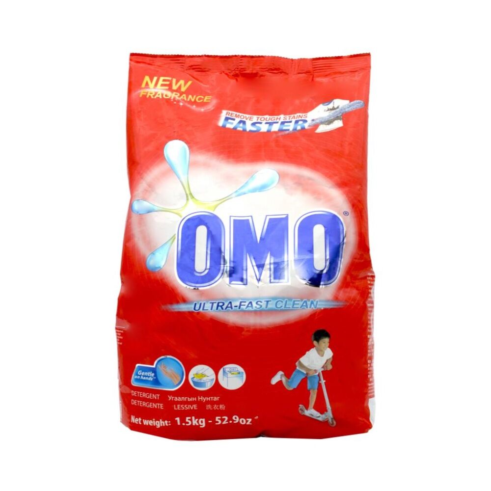 6PK OMO Laundry Powder Detergent Ultra Fast Clean Tough Stain Removal 1.5kg