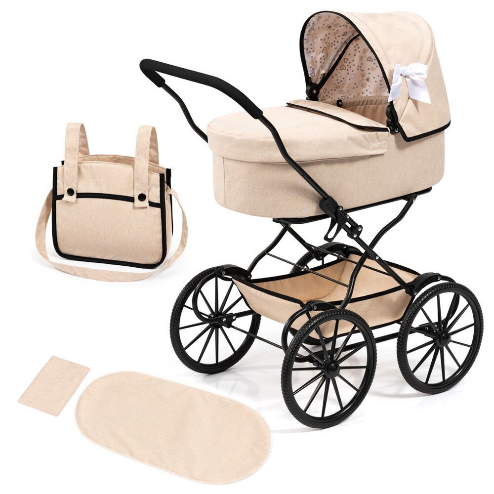 Bayer Classic Doll Push Pram Pretend Play Kids Stroller Beige/Black