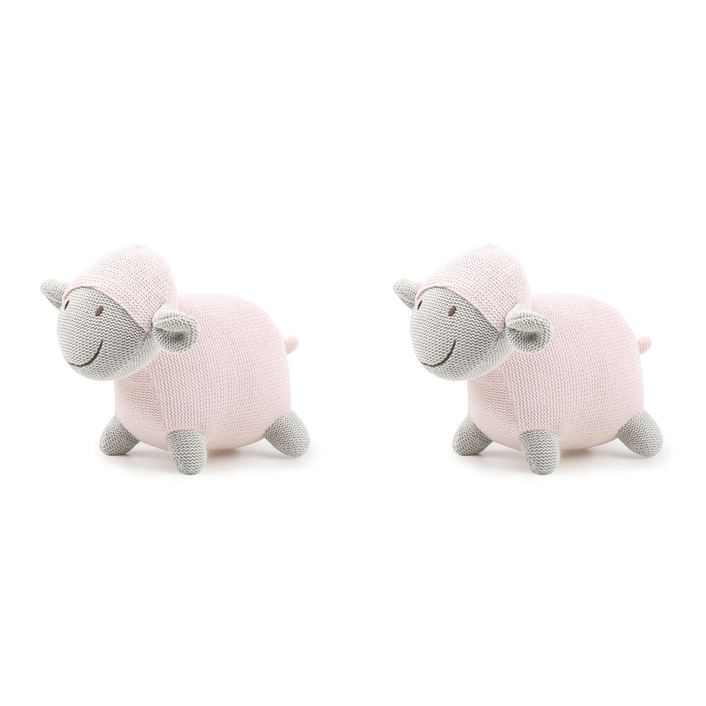 2PK The Peanutshell Knitted Lamb Plush Stuffed Animal Toy 35cm Pink 0+