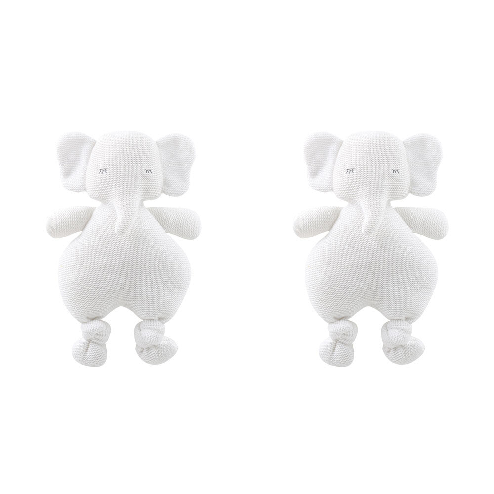 2PK The Peanutshell Knitted Elephant Plush Stuffed Animal Toy 30cm White 0+